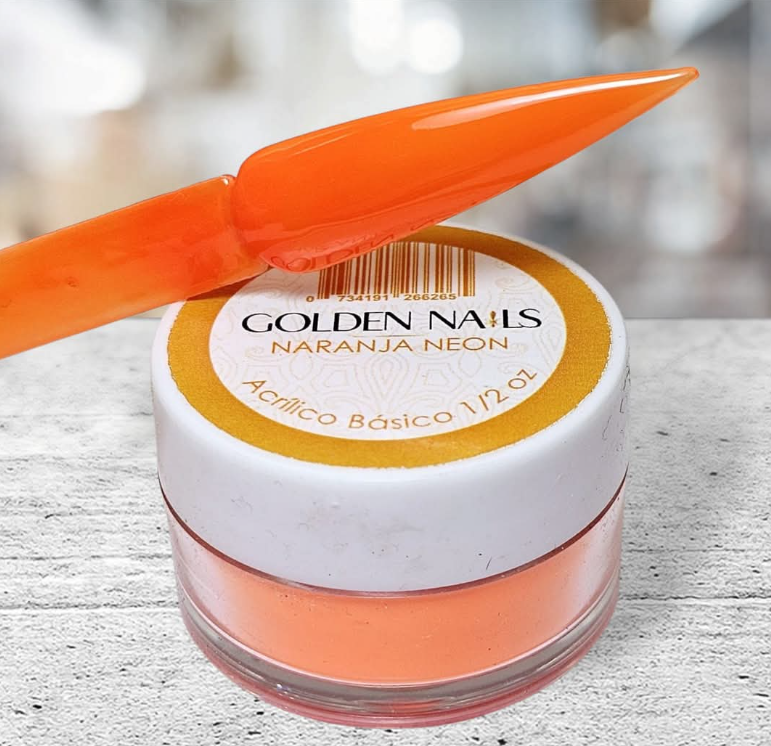ACRILICO NARANJA NEON GOLDEN NAILS